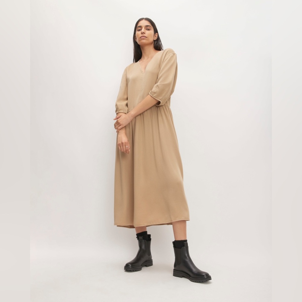 Everlane The Tencel Puff‎ Sleeve Dress Size M Prairie Cottagecore Coastal Femme